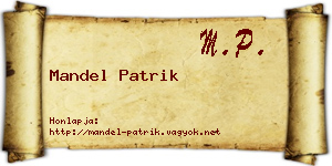 Mandel Patrik névjegykártya